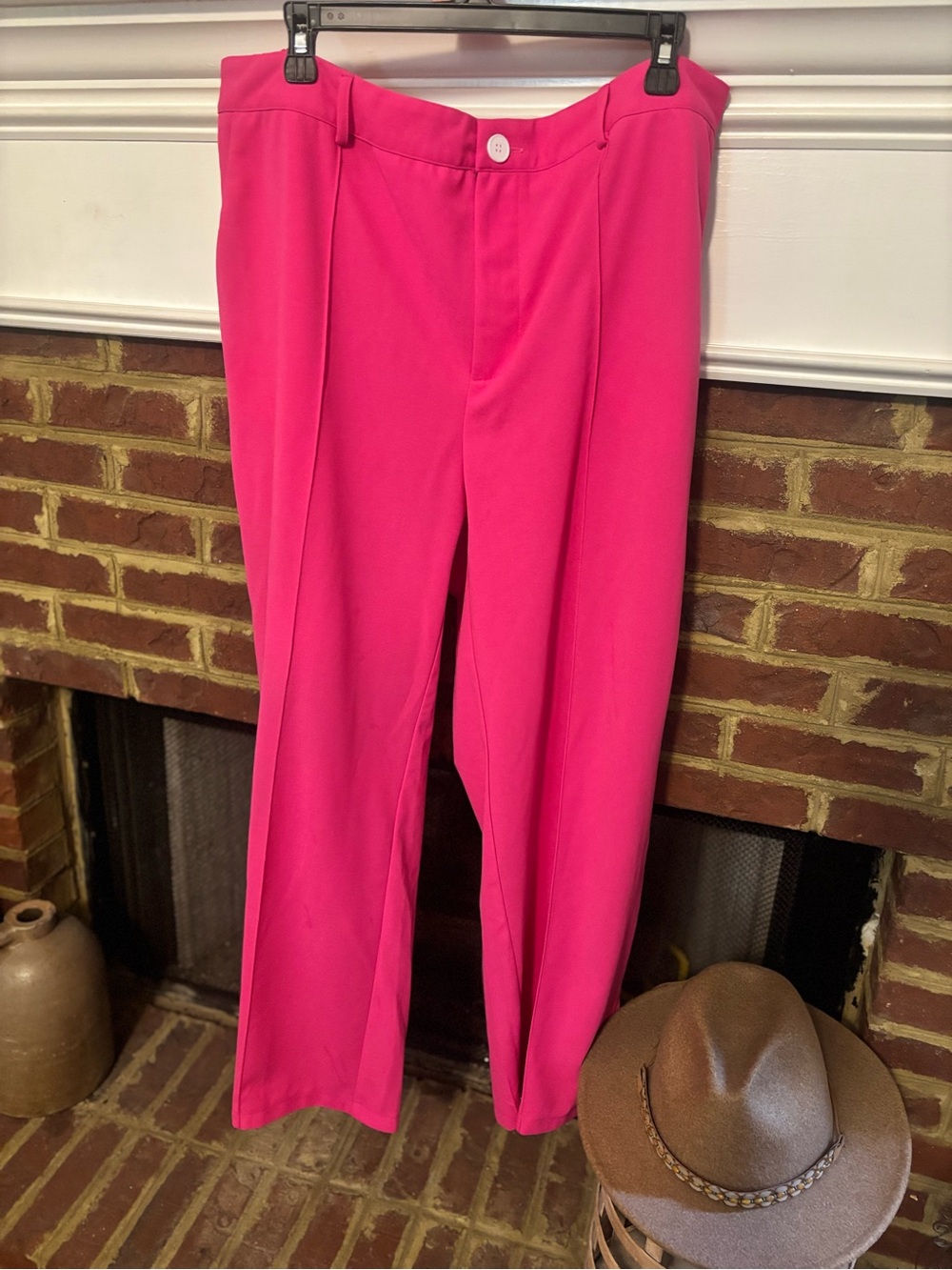 Bright Hot Pink High-Waist Trousers